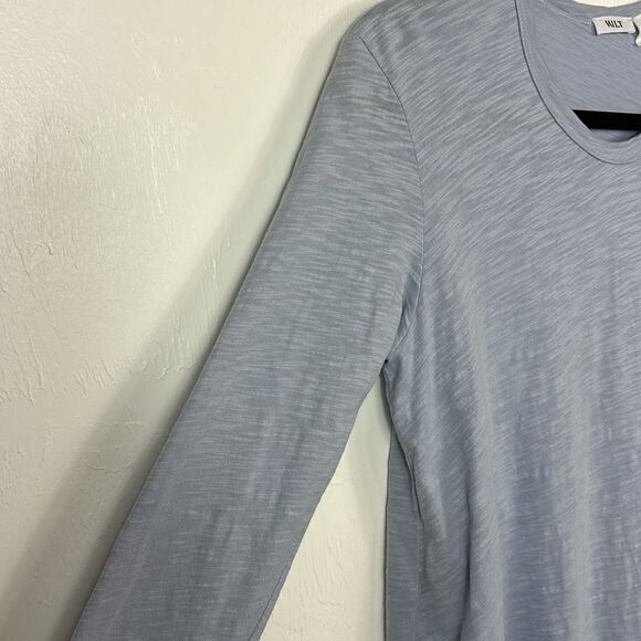 Wilt Lace-Trim Asymmetric Long Sleeve Round Neck Tee In Blue Size XS - Picture 3 of 9